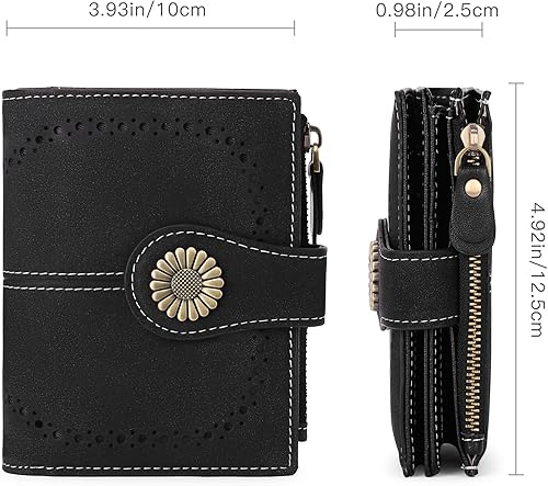 Miniatura 3 de SENDEFN Carteras pequeñas para mujer, con bloqueo RFID, de cuero, plegable, tarjetero con ventana de identificación