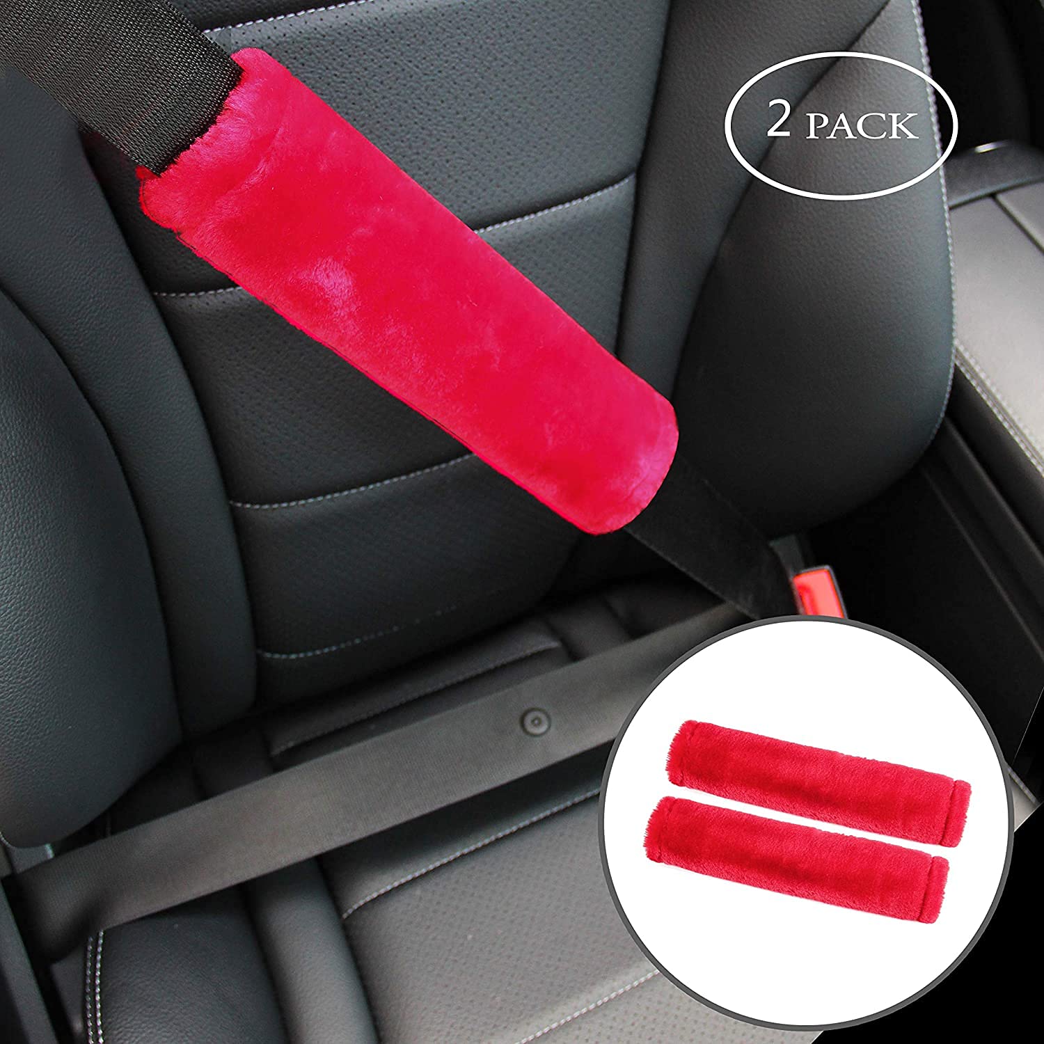 4-Pack Faux Sheepskin Seat Belt Covers – Soft Shoulder Pad Protectors For Car & Bags