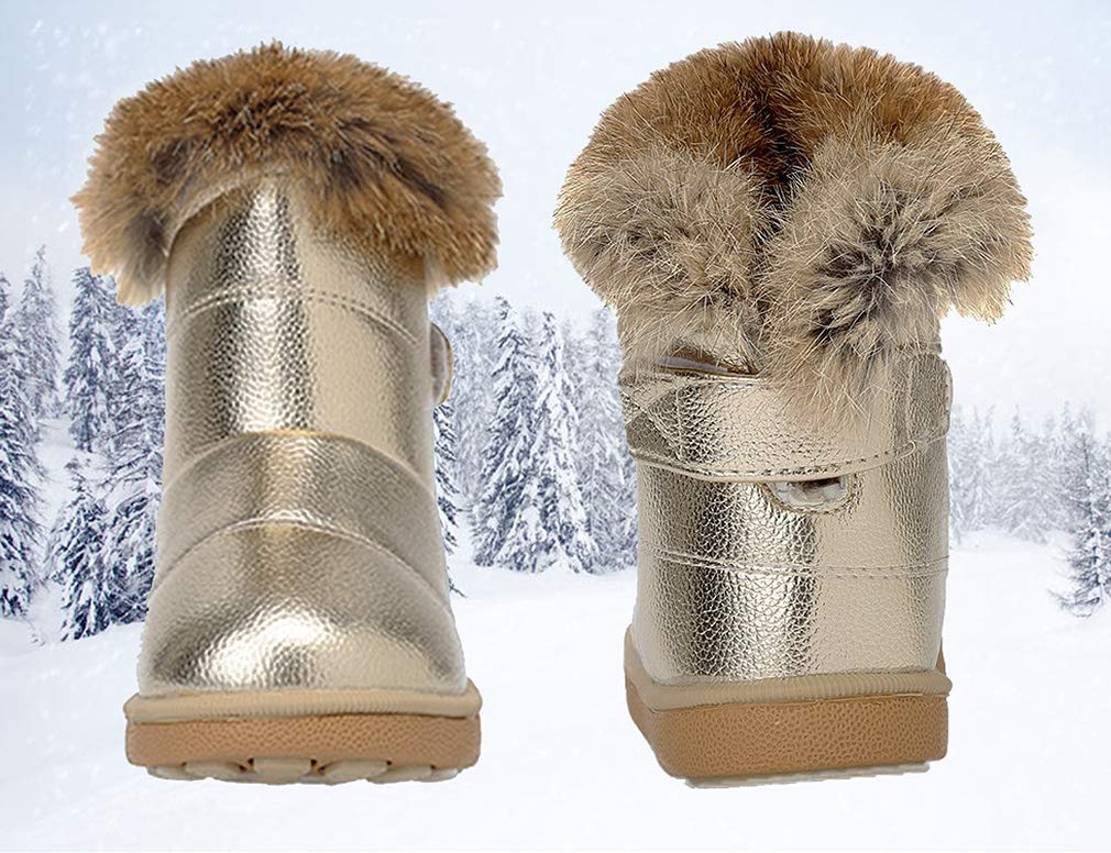 KVbabby Bambine e Ragazze Carino Stivali da Neve Morbide Fodera calda Stivali Scarpe di Cotone Piatto Pelliccia Stivali