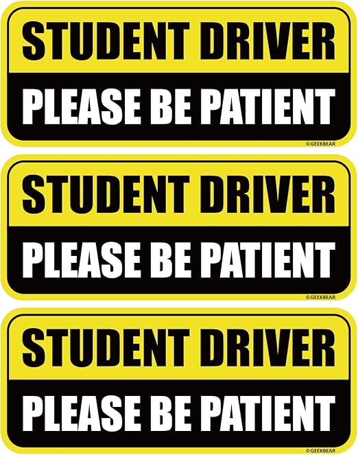 GEEKBEAR Student Driver Car Magnet - Colorful, Reflective, Weather-Resistant - Rectangular 8.7 x 3.5 in (Yellow/Black, 3 Pack)