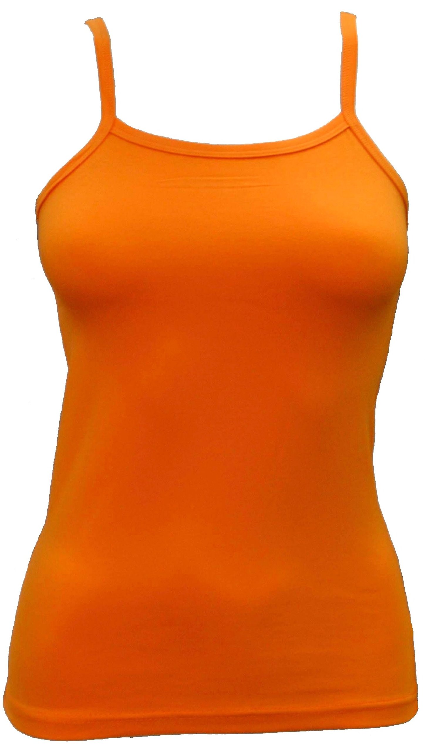 Ladies Cotton Vests Thin Strap Scoop Neck Stretch Camisole - Sizes & Colours ***Same Day Posting*** (X-Large 44 UK-16, Orange)