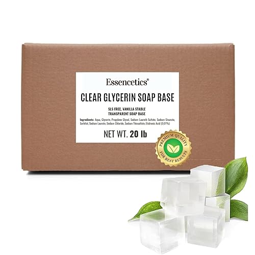 Base de jabón de glicerina transparente a granel de 20 libras, sin SLS, vegano, base de jabón orgánica para derretir y verter para hacer jabones,