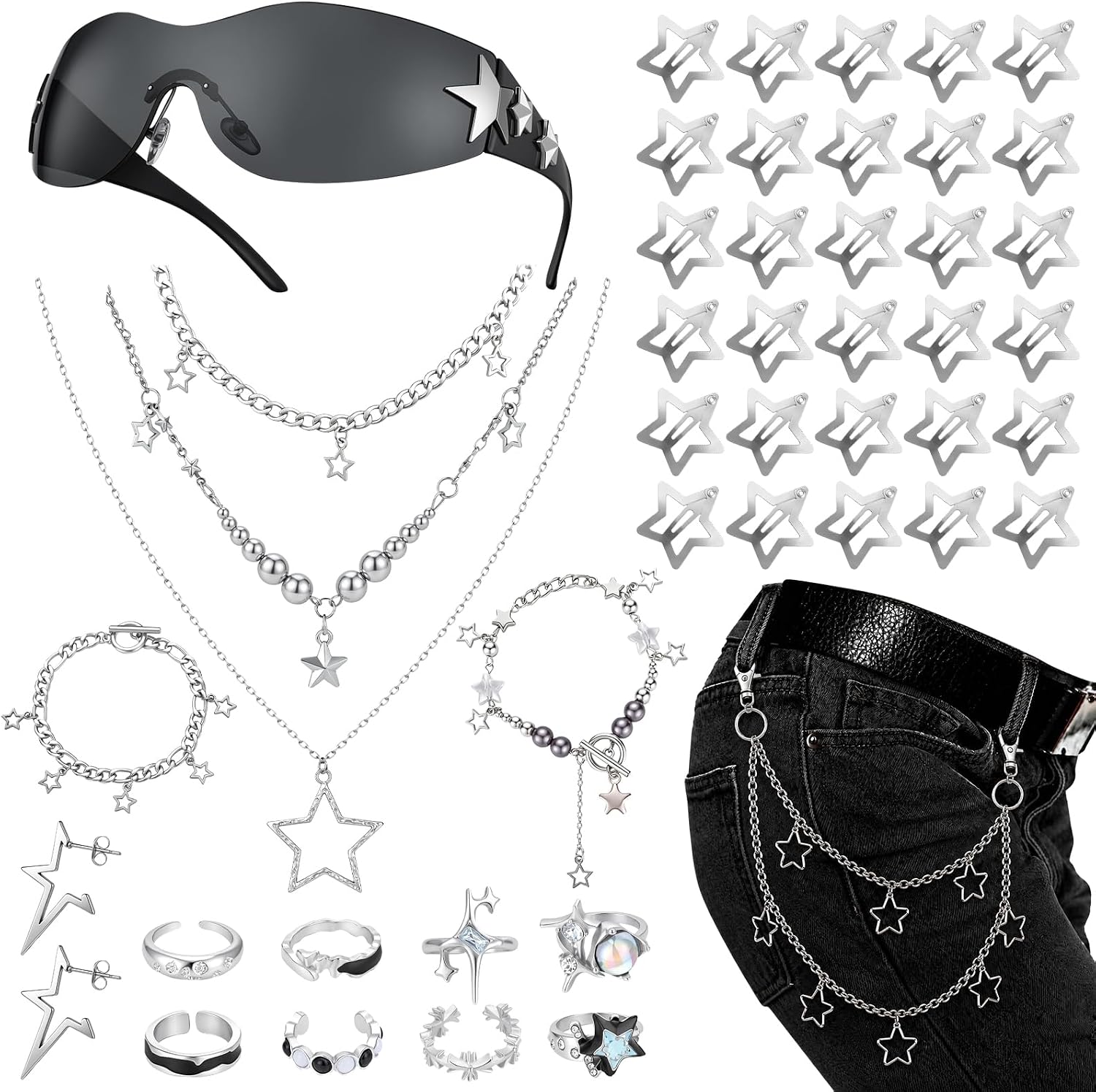 Y2K Accessories Set 44 Pcs Jewelry Set