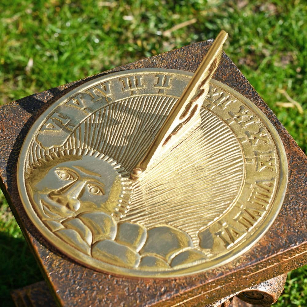 Sundial Clock, The Rising Sun' Polished Brass Sundial 10" inch with Gold Golssy Color and Good Brass Qaulity