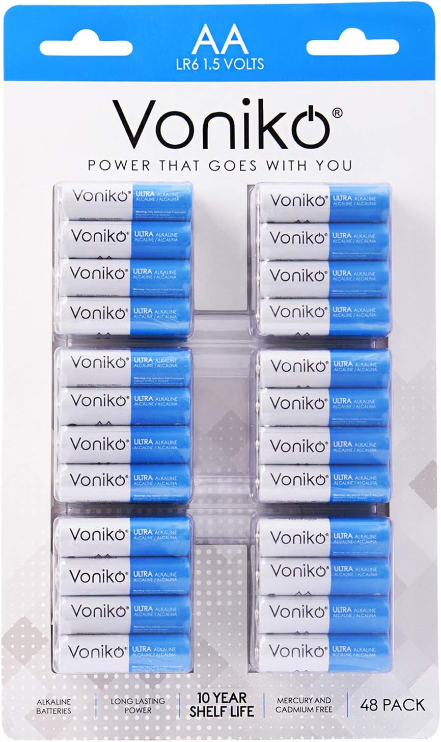 VonikoPremium Grade AA Batteries - (48 Pack) - Alkaline Double A Battery - Ultra Long-Lasting, Leakproof 1.5v Batteries - 10-Year Shelf Life