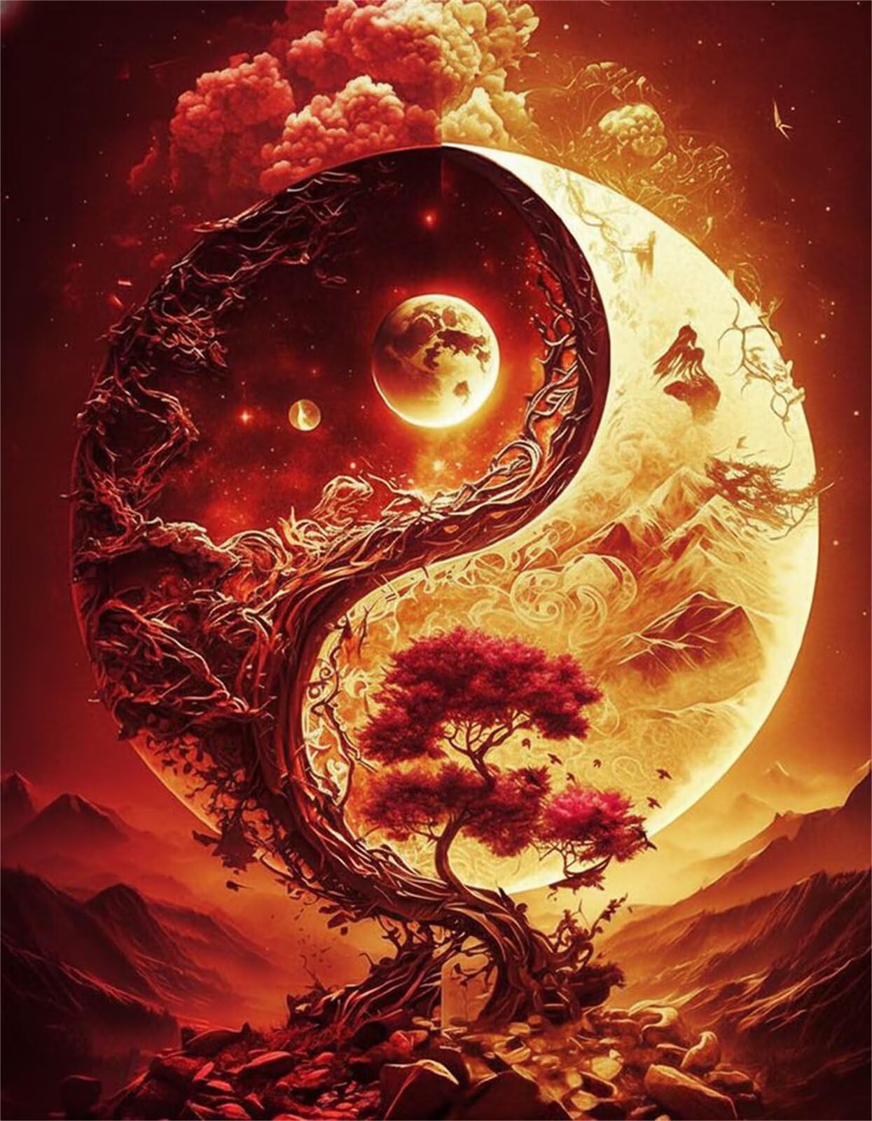 Puzzle 2000 Pezzi per Adulti, Albero Yin-Yang, Rompicapo Classico per Passatempo e Relax, Splendida Decorazione per Pareti e Idea Regalo