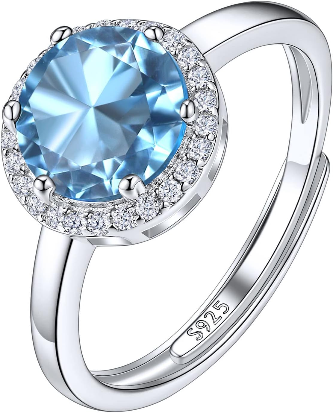 Suplight 925 Sterling Silver Round Shape/Heart/Square/Pear Shape Birthstone Ring, Sparkling Solitaire Engagement Wedding Rings for Women (with Gift Box)