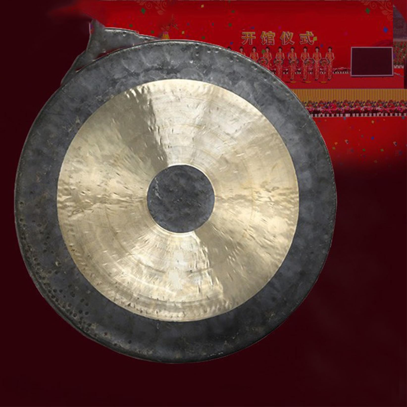 gong, Gong de latón, instrumento percusión, gongs viento chinos for terapia sonido, meditación y yoga, dorado, 40 cm(35cm)