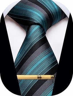 Men's Neckties Striped Tie and Plaid Neckties for Men Woven Silk Tie Gold Tie Clip Set