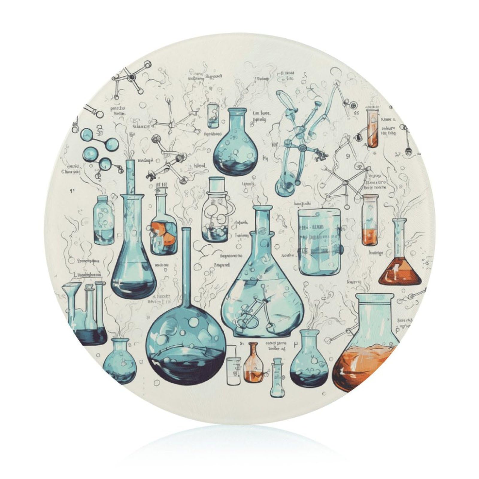 Bloc à découper en verre imprimé chimie avec tapis de coupe portable