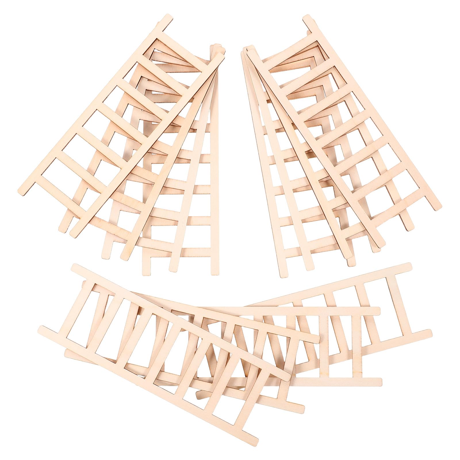 SUPVOX 12Pcs Mini Wooden Ladder Decor Set 5.91X1.97In Tiny Handcrafted Staircase Accessories for Dollhouse Garden Display Diy Craft Micro Landscape