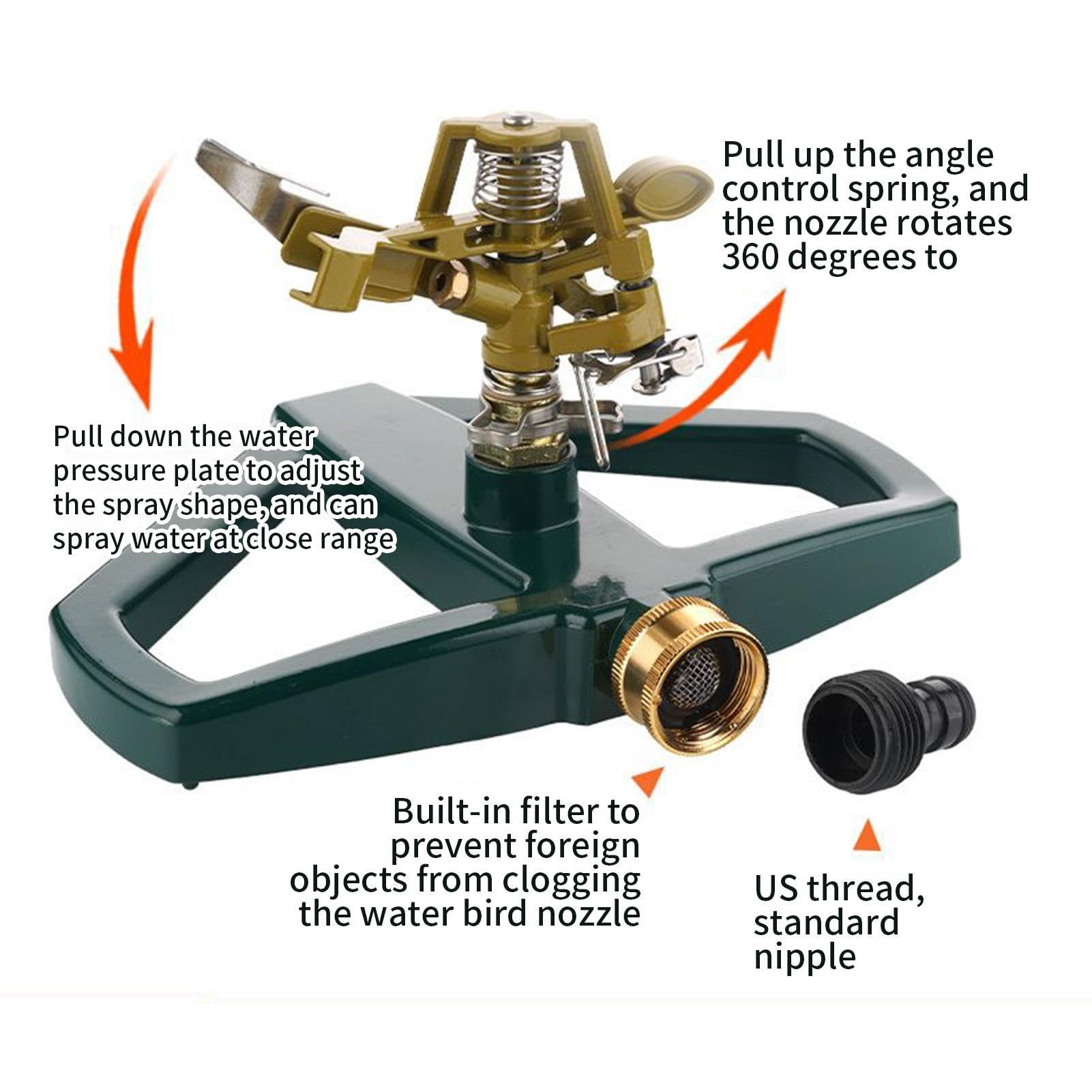 Arroseur À Eau par Aspersion Réglable, Raccord Rapide Automatique