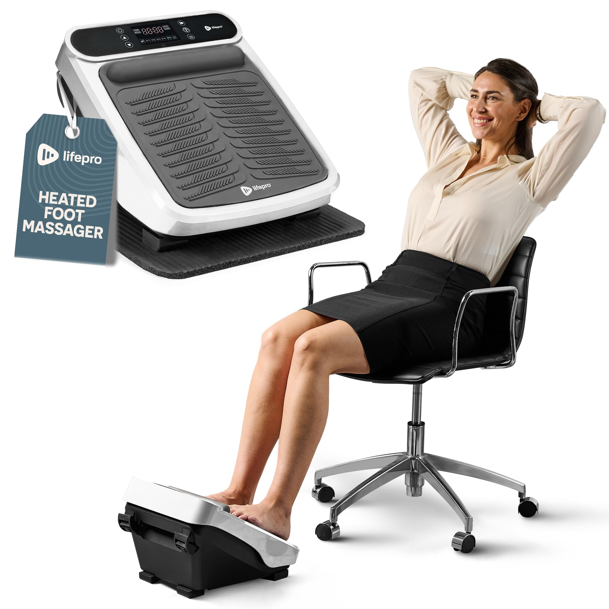 LifePro Foot Massager for Neuropathy - Relaxing Calf & Foot Therapy with Heat Option for Maximum Soothing Effect, Blood Revitalization (White)