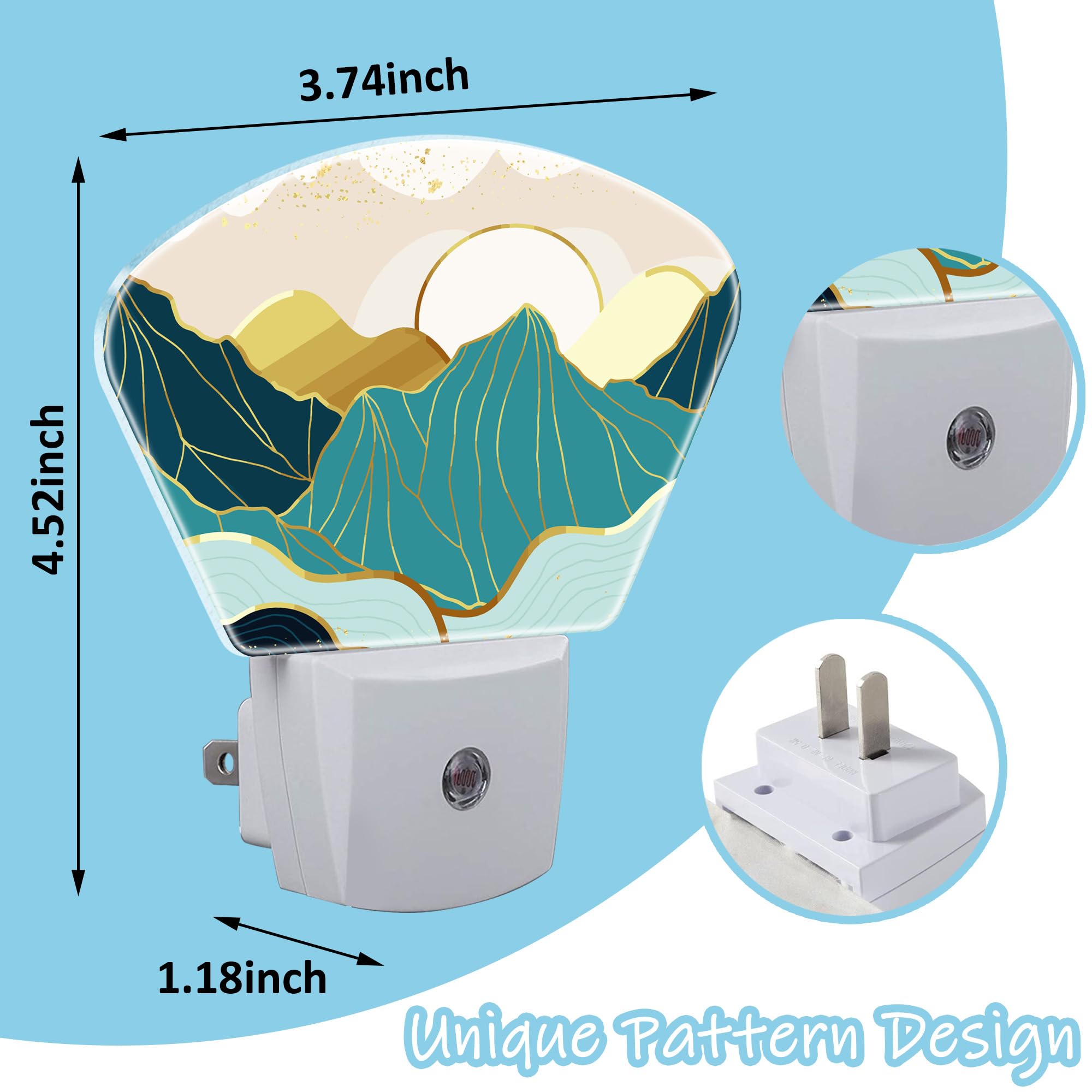 AKKAVNIA Night Light Gold Mountain Plug-in LED Dusk-to-Dawn Sensor Soft Night Lamp Suitable for Home Bedroom Bathroom Hallway — view 3