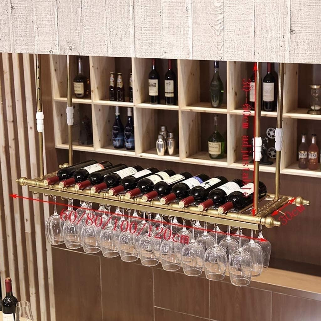 Wine Racks Wine Rack Wine Glass Rack Upside Down Home Bar Table Wine Rack Decoration Goblet Rack Hanging Wine Glass Rack Storage F 120Cm (D 100Cm) image 2