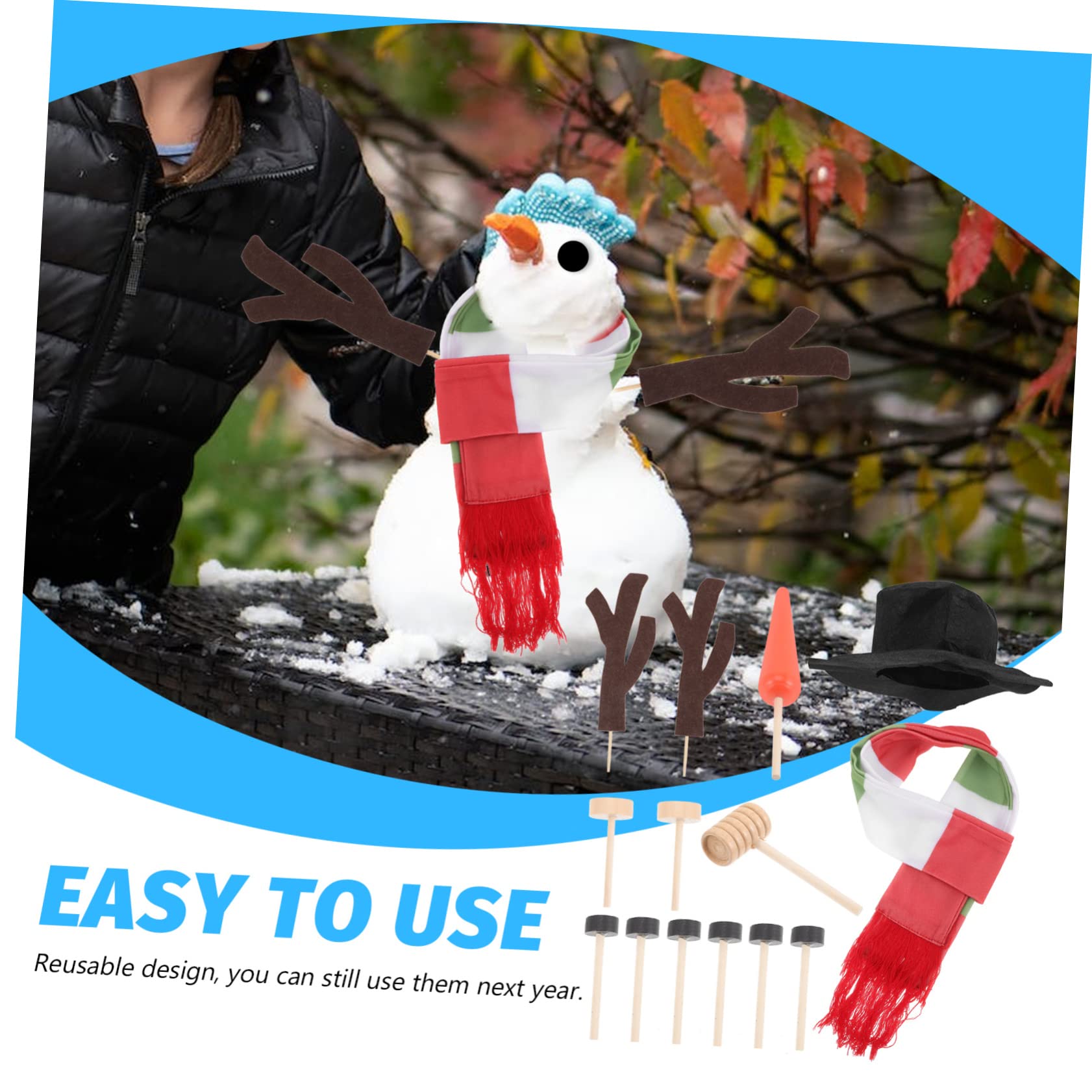 TOPBATHY 5 Sätze Weihnachtsschneemann Requisiten Winterspielzeug Für Draußen Schneemann-Karotten-nasenpfeife Schneemann Geweih Weihnachtsschneemann Dekorationsset Schneemann Bausatz Hölzern