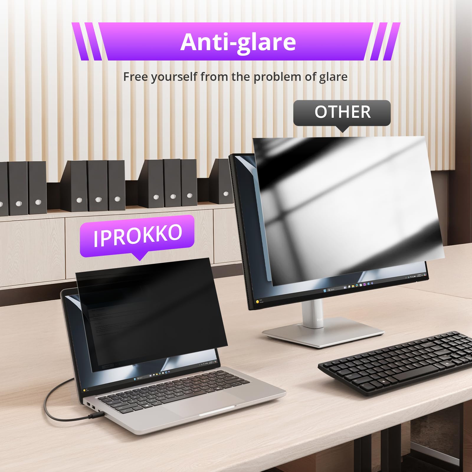 IPROKKO Film de Pprotection D'écran 360° Pour 14 pouces, Rapport D'aspect 16:9, Anti-lumière Bleue, Anti-éblouissement, Filtre de Confidentialité Pour 14 Hp/Dell/Acer/Lenovo/ThinkPad/Asus
