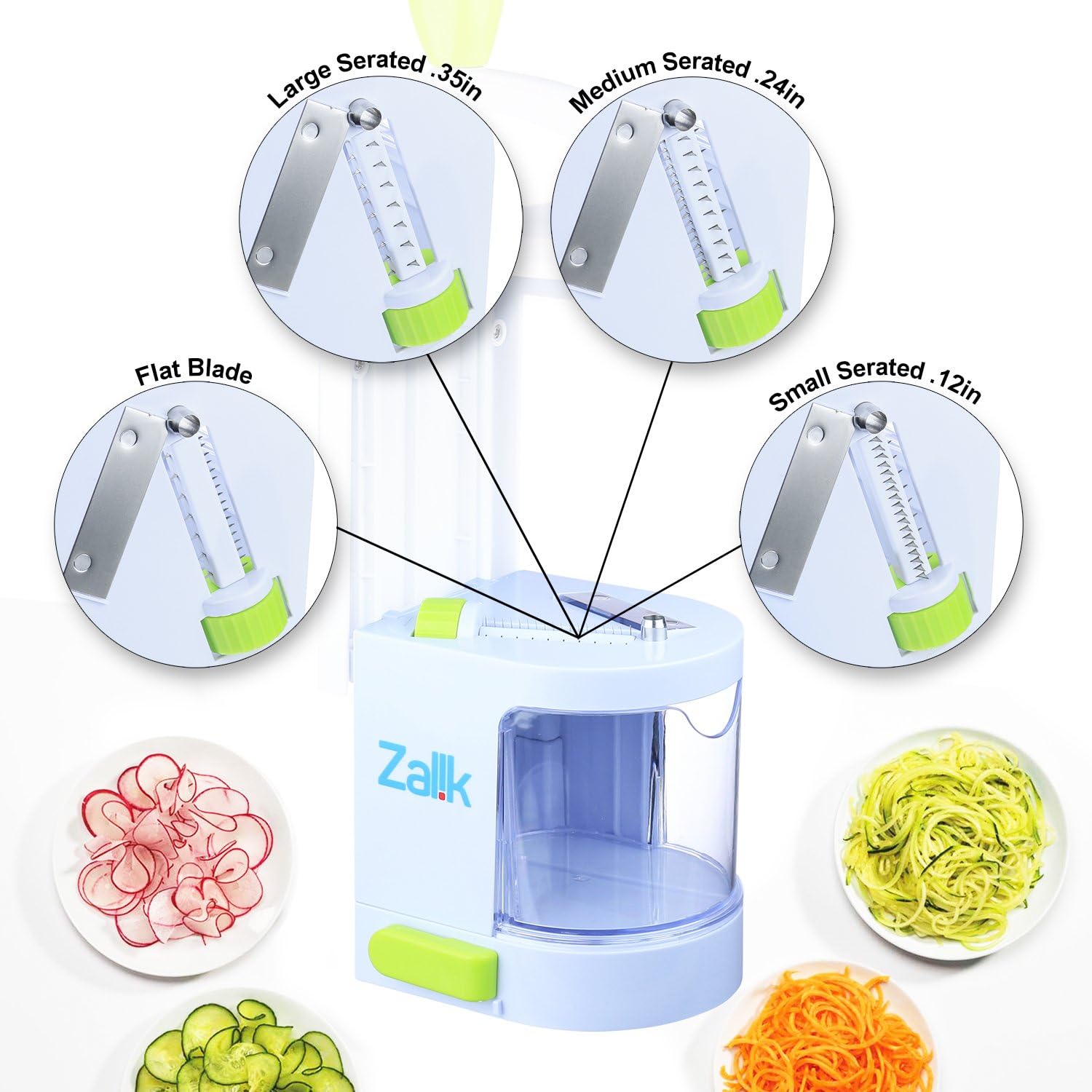Spiralizer Vegetable Slicer - 4 IN 1 Blade Dial Veggie Spiralizer - Strongest-and-Heaviest Duty Vegetable Spiralizer- Vegetable Pasta Spaghetti Maker For Low Carb/Paleo/Gluten-Free Meals by Zalik