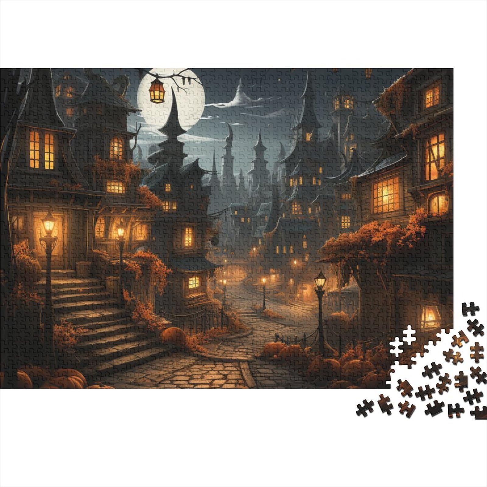 Monster Pumpkin Hut Puzzle De 1000 Piezas Halloween Puzzles para Adultos Piezas Obra De Arte De Juego De Rompecabezas para Adultos Rompecabezas Alta Definición Multicolor 1000pcs (75x50cm)