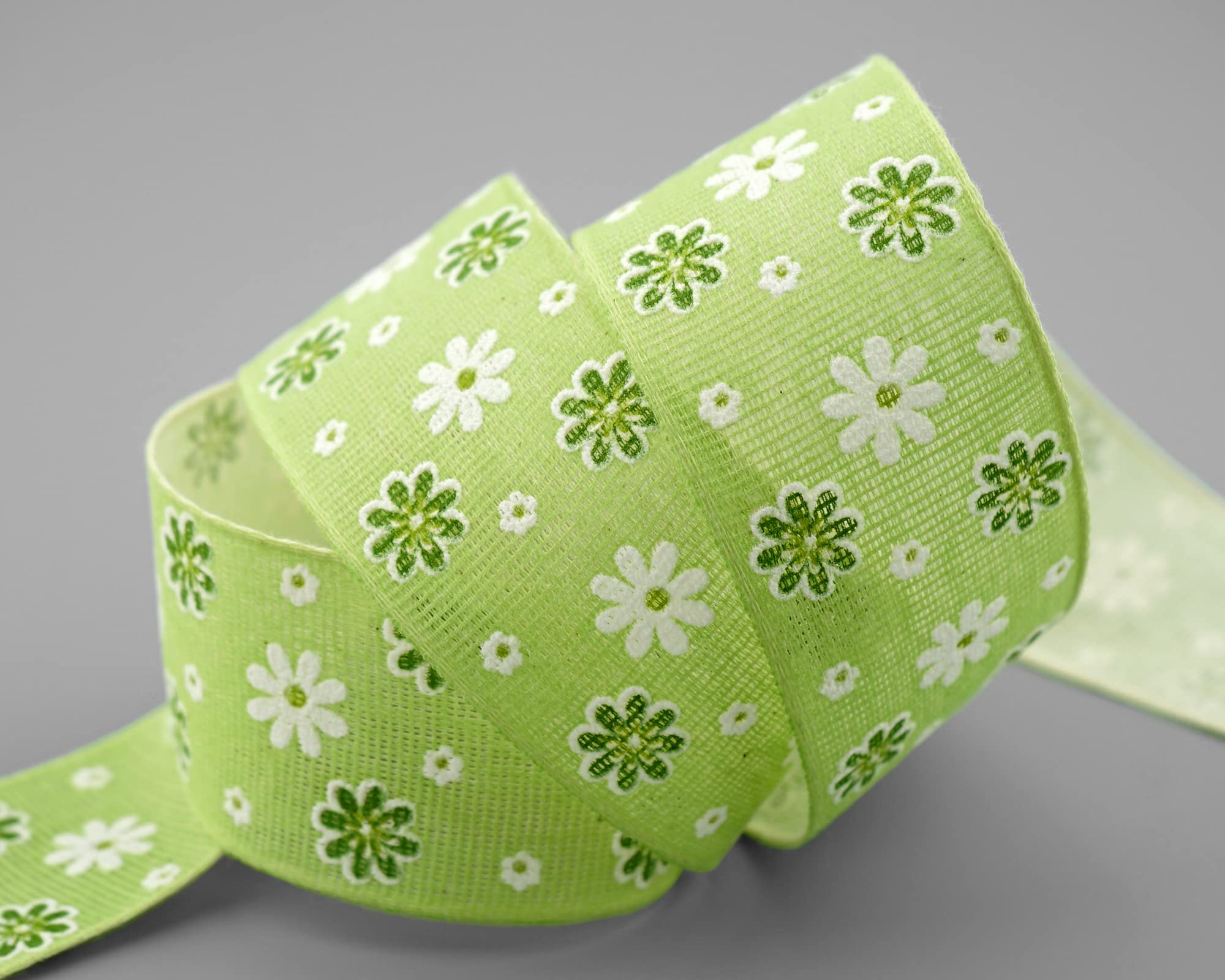 finemark Nastro di cotone con fiori, arancione, 20 m x 25 mm, nastro decorativo in cotone, 100% biodegradabile, ecologico, senza filo, per primavera, Pasqua, estate, bambini, compleanno