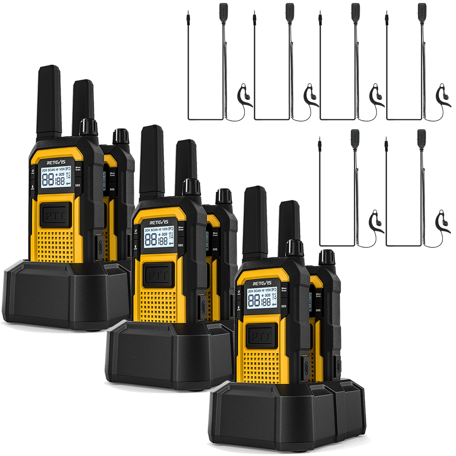 Retevis RB48 Waterproof Two Way Radio with G-Type Earpiece for Construction