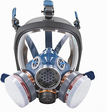 Full Face Respirator Mask,Gas Mask Protect Against Harmful Gas,Dust,Chemicals, Safety Mask with Active Carbon Filter