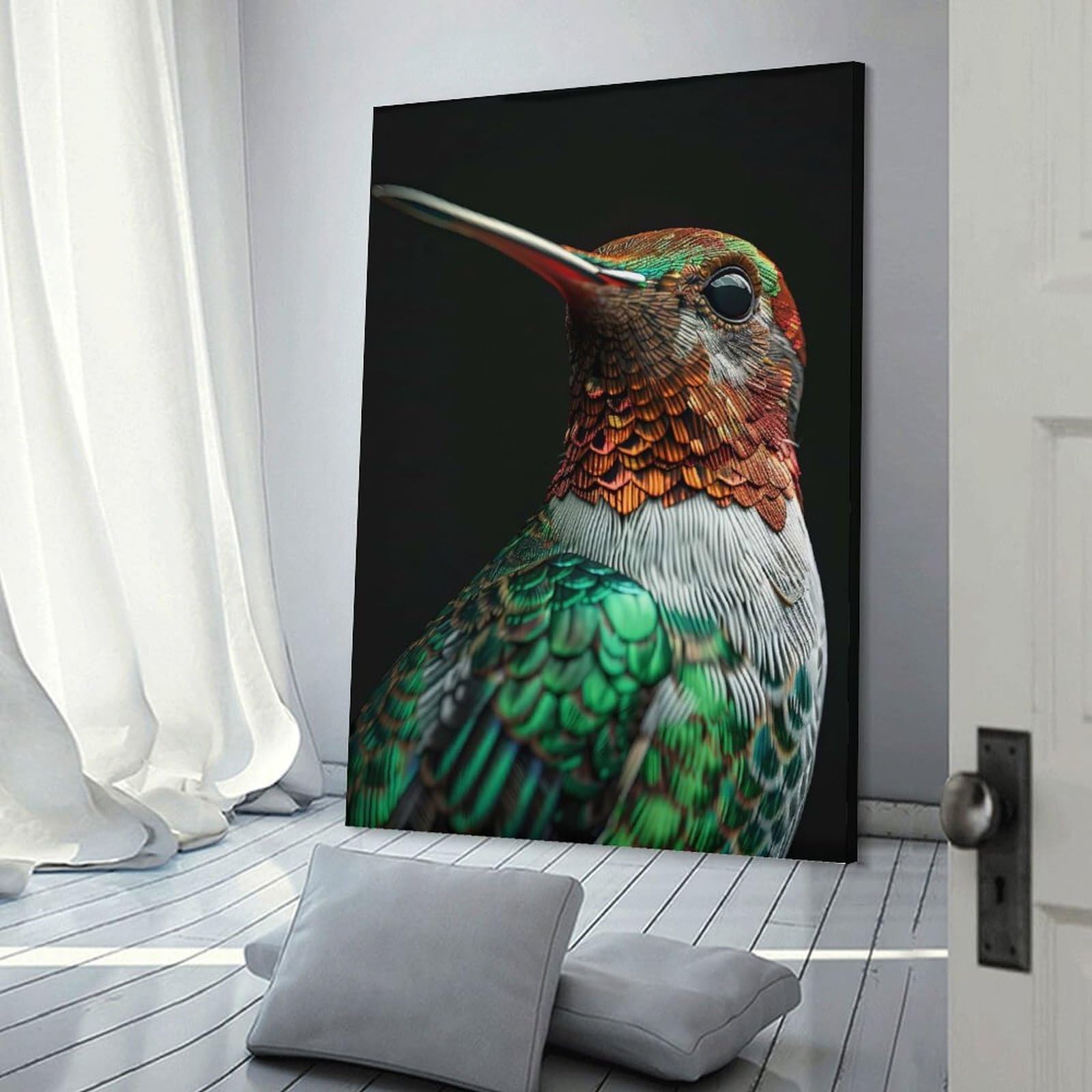 Junmoney Hummingbird Wall Art Print 24x36inch(60x90cm), for Hallway, Entryway Or Landing, Wall Decor to Refresh Empty Corners, for Cosy Room Updates