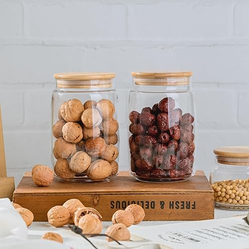 Miniatura 6 de Tarros de vidrio para almacenamiento de alimentos con tapas, (40.5 onzas, 29 onzas, 17 onzas), 7 paquetes de recipientes de almacenamiento de vidrio