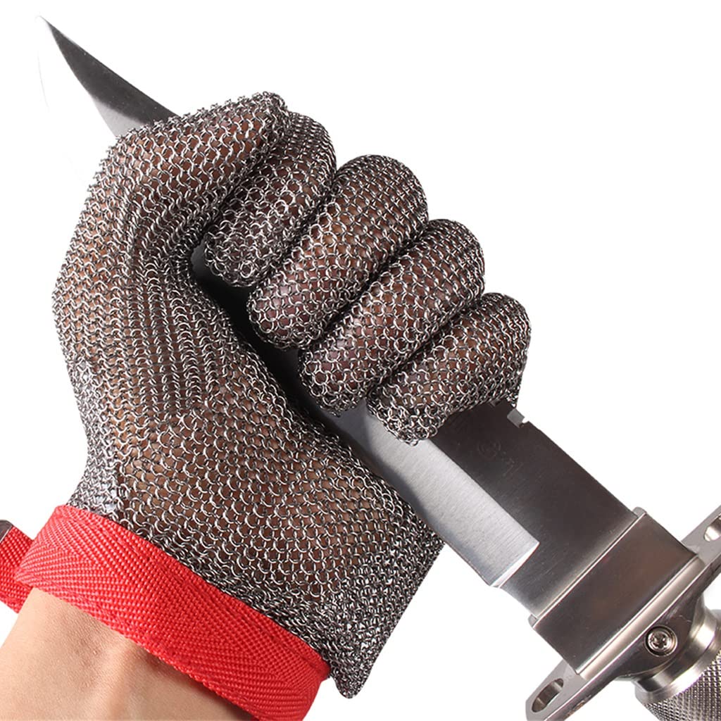Guantes resistentes al corte de acero inoxidable de alta resistencia, guantes de trabajo a prueba de agua y a prueba de herrumbre, adecuados for la eliminación de ostras, tallado de