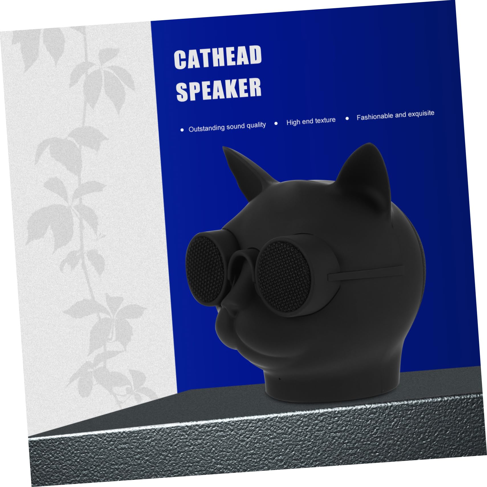 LABRIMP Mini-Enceinte en Plastique Forme Tête de Chat Noire sans Fil Haut-Parleur Rechargeable 1500mah pour Usage Extérieur et Portable