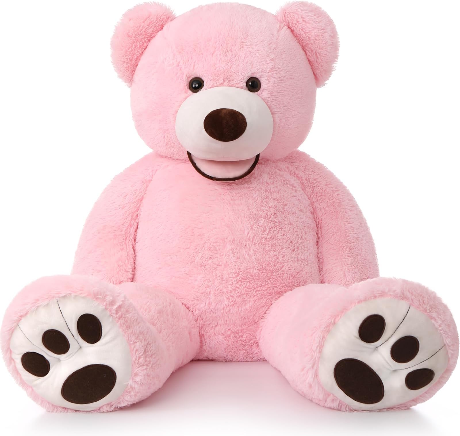 MorisMos Smile Giant Teddy Bear, 51inch Large Stuffed Bears with Big Footprints, Big Stuffed Animals Cuddly Plush Gifts for Girlfriends, Boyfriend, Pink