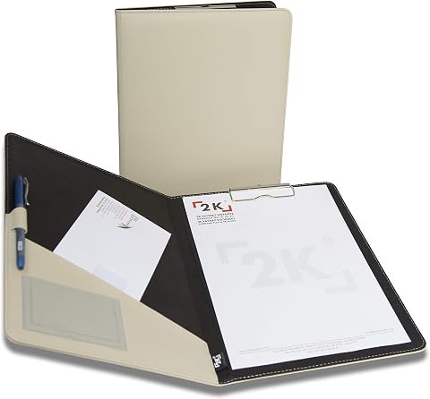 2K 501-10 Sekreterlik/Sekreter Tablası/Sekreter Notluğu A4 Suni Deri Notluk Dosyası, Bej, A4