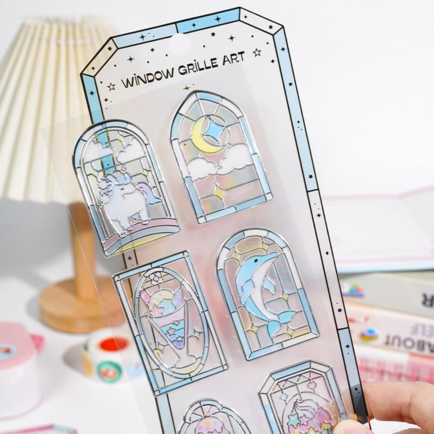 Decorative Embossed Sticker Stained Glass Window PVC Sticker for Scrapbooking Photo Album Phone Embellishment Removable Window Transfers