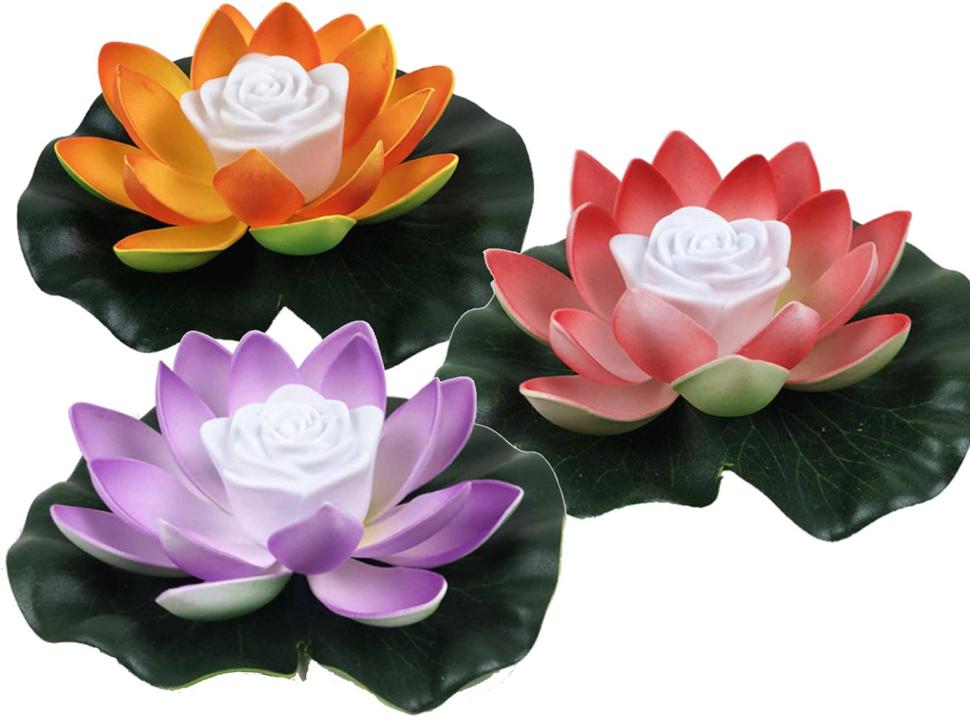 3pcs LED Lotus Light, Artificial Lotus Floating Light, Waterproof Floating, Flower Night Lamp, Battery Operated Mixed Colors, for Party Centerpieces, Ponds, Pools, Landscape Landscaping