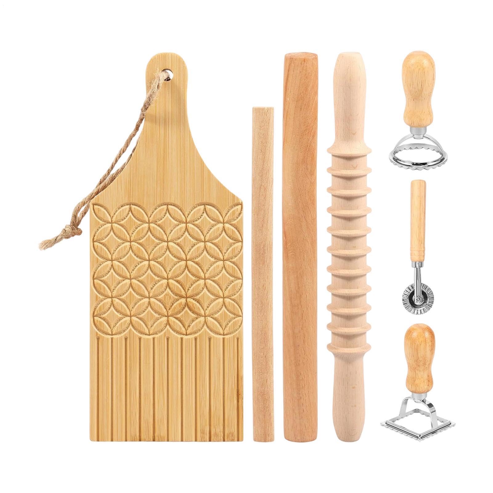 Ravioli-Stempel 7 Stück Lebensmittelechter Holz Handstempel | Französische Nudelrolle Für Teigtaschen Nudelteig Teig Gebäck Küche Kochen Haushalt Restaurant Gewerbliche