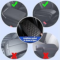 Vista 4 de Funda para consola central de automóvil, funda de piel sintética para reposabrazos de automóvil con diseño de rejilla de diamante, fundas