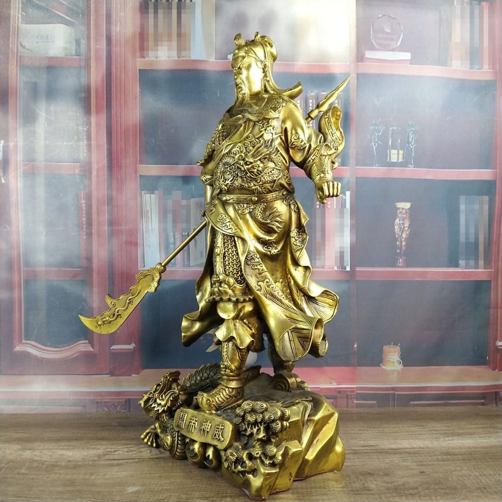 Figurka Buddy do wnętrz Guan Gong rzeźba mosiężna rzeźba rzemiosło biuro blat Feng Shui rzeźba dekoracja domu medytacyjna statua buddy rzeźba