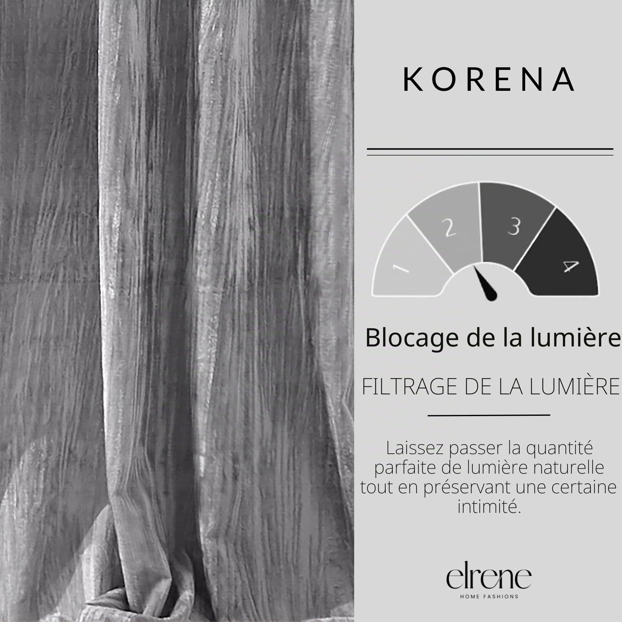 Elrene Home Fashions Korena Rideau de fenêtre en Velours écrasé à Nouer – Rideau Rustique Chic pour Salon ou Chambre à Coucher – 132,1 x 241,3 cm – Gris – 1 Panneau