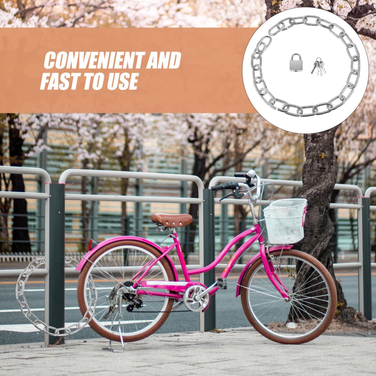 Candado de Cadena Antirrobo para Bicicleta y Moto Cadena Gruesa Eslabones Resistente y Portátil Incluye Candado Cortapernos para Seguridad Viajes y Uso Urbano