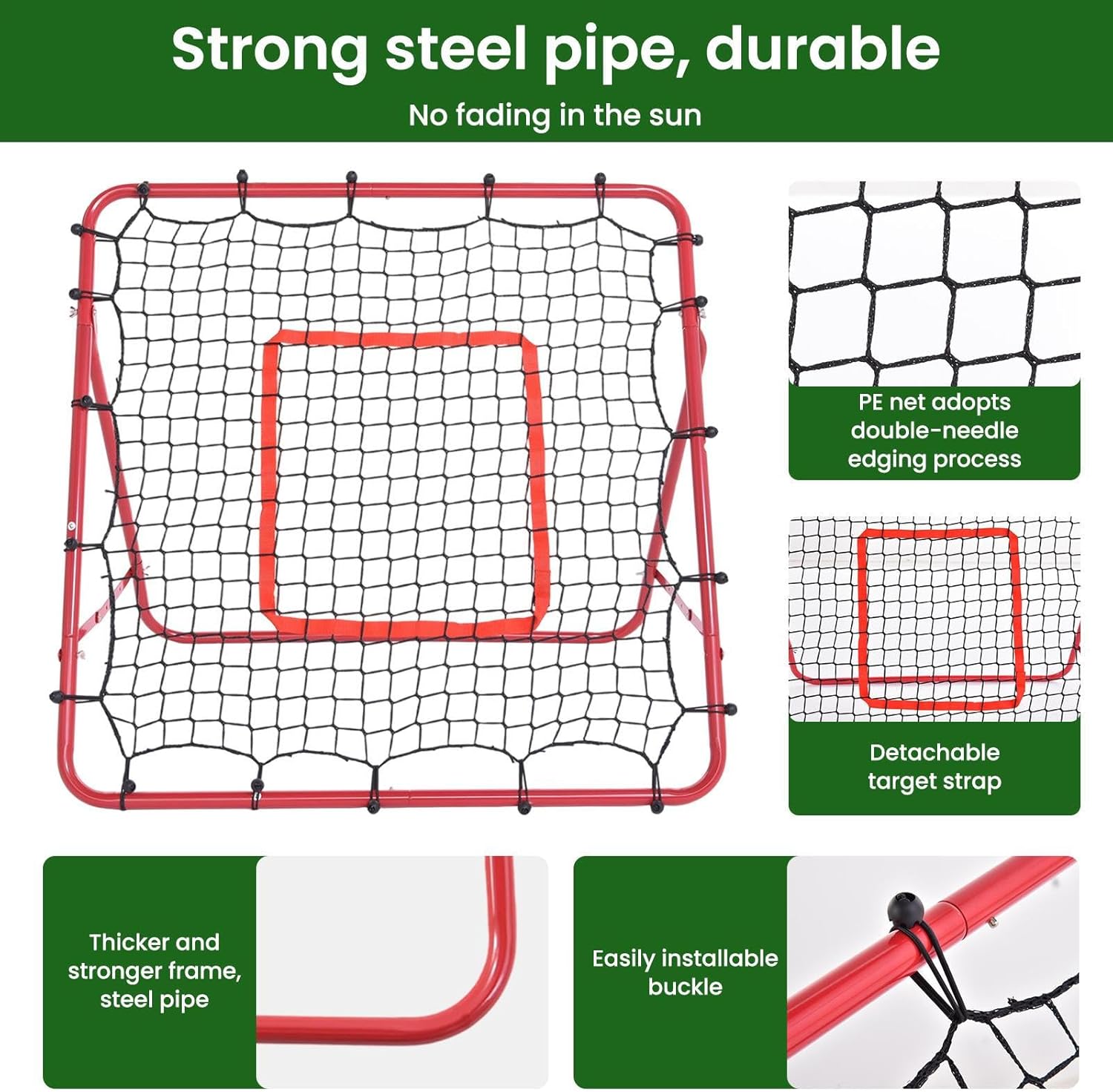 3.3x3.3FT Volleyball Rebounder Net, Foldable Football Soccer Pitchback, Precision Target Ribbon & 3x5 Quick-Angle Adjustments, Easy Setup for Baseball Softball & Multi-Sport Practice