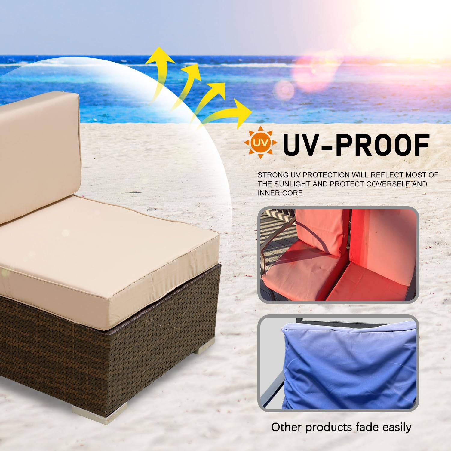 Set Cuscini Profondi Per Sedie Da Esterno 56x61 Cm | Impermeabili E Anti-sbiadimento | Cuscino Seduta E Schienale