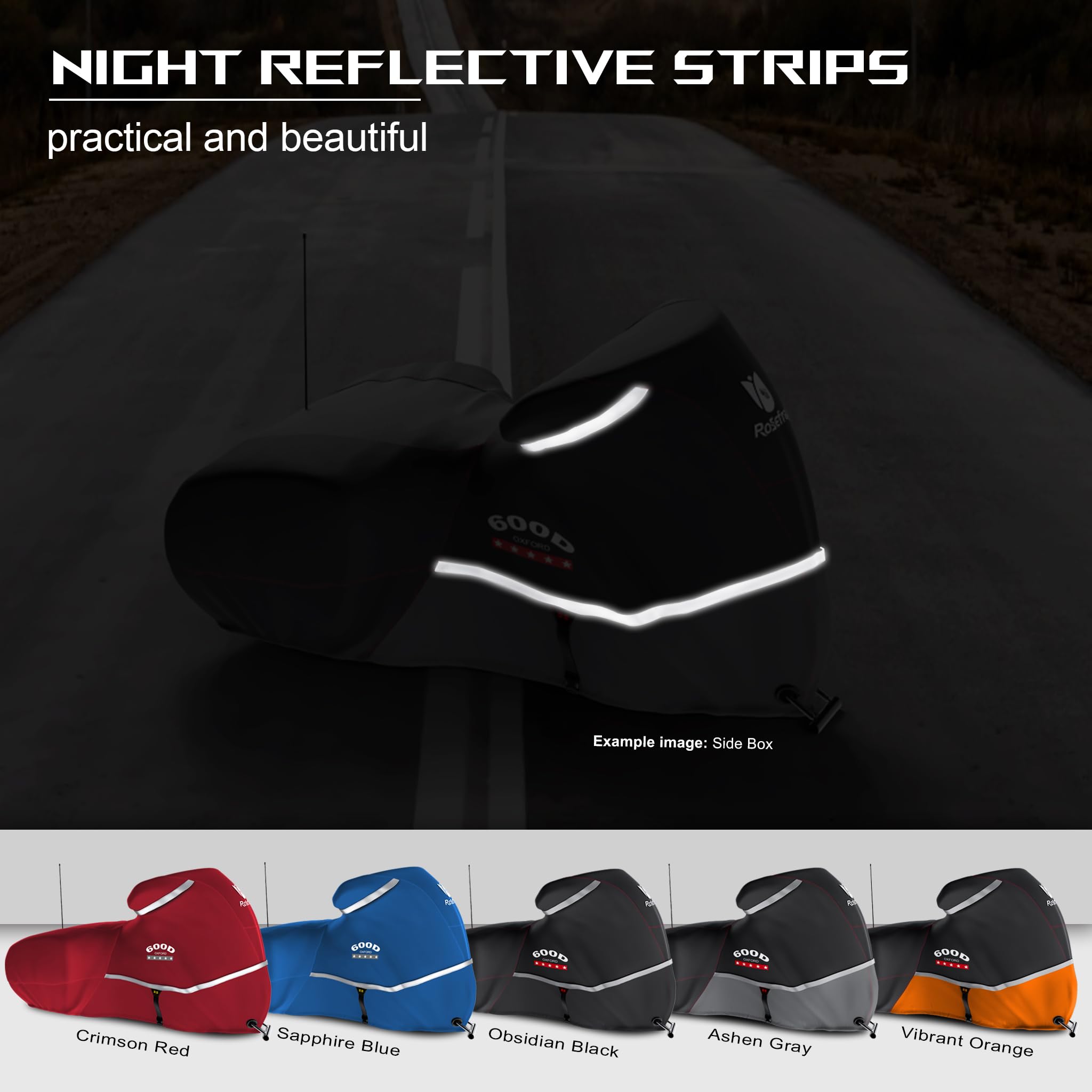Funda para Motocicleta 600D Resistente para Todas Las Estaciones, Universal, Impermeable, protección Solar al Aire Libre, Duradera, Reflectante Nocturna y Cubierta de vehículo XXL de 96