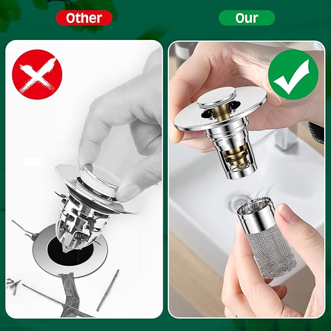 Colador para Fregadero de 2 Piezas con Filtro de Pelo miniatura 3