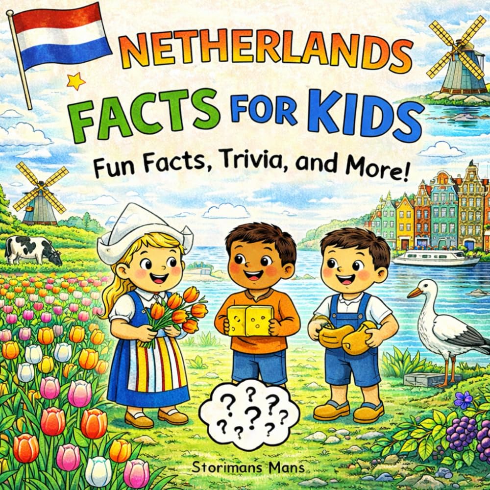 Netherlands Facts for kids 5-10: A Fun Geography & Culture Trivia Book - Amsterdam, Windmills, Tulips, Canals, Animals & More