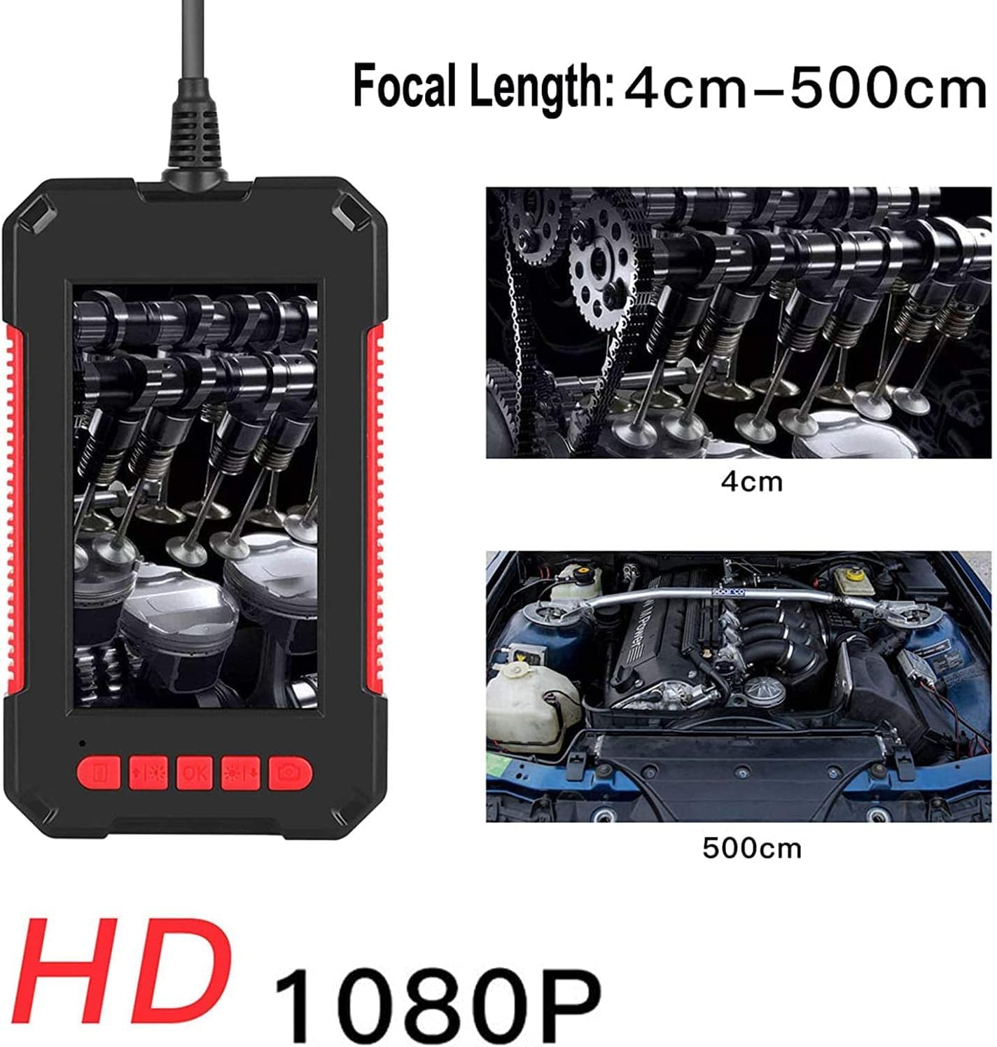 Przemysłowa kamera endoskopowa 1080P HD z kolorowym ekranem LCD 4,3 cala, kamera inspekcyjna 3,9 mm IP67 Wodoodporna (Size : Line Length 5m)