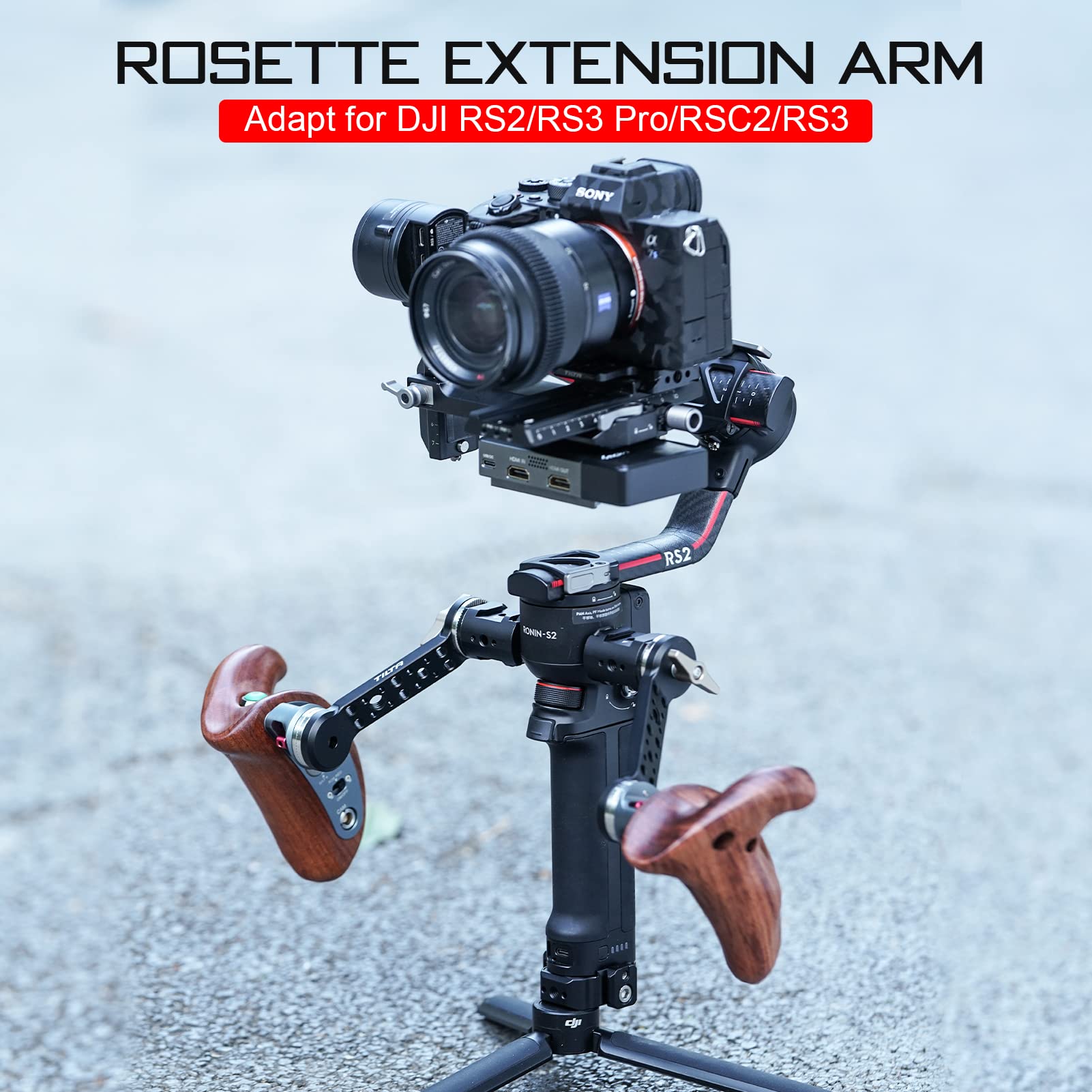 TILTAING Brazo Extensor de Roseta para cardán dji RS2 RSC2 con múltiples roscas de 1/4"-20 y 3/8"-16, Compatible con Cualquier conexión de Roseta estándar ARRI TGA-Rea