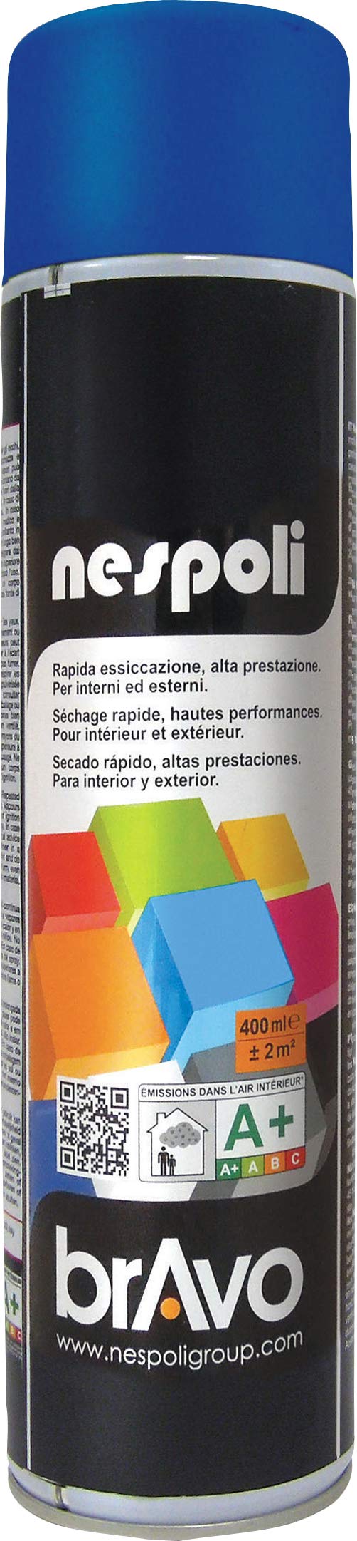Nespoli - Aérosol Peinture - Séchage Rapide - Haute Performance - Pour intérieur et extérieur - Bleu Saphir - 600 ml