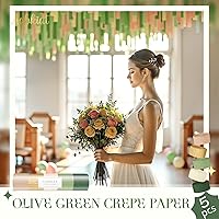 Vista 8 de AOBKIAT Decoraciones para fiesta de boda, 5 rollos de serpentinas de papel crepé color verde oliva y caqui para boda boho verde, cumpleaños