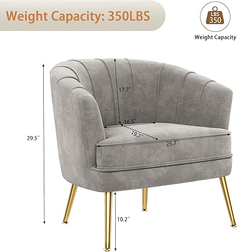 Miniatura 2 de Andeworld Silla decorativa de terciopelo silla lateral moderna tapizada cómoda silla de club con patas de metal dorado para dormitorio sala de estar