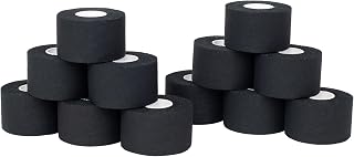 Cinta adhesiva deportiva Tape 3,8cm x 10m. Pack de 12 unidades. Tape ideal para deporte, rehabilitacion y fitness. Marca Vendari (Negro)